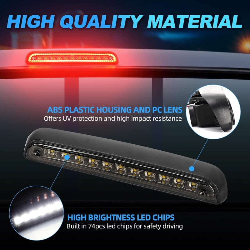 SUPAREE LED Third Brake Light Smoked Lens Fit for 1992 1993 1994 1995 1996 1997 F-ord F150 F250 F350 Super Duty Bronco, 3rd Brake Light Assembly Roof White Cargo Light Red High Mount Lamp - Image 4